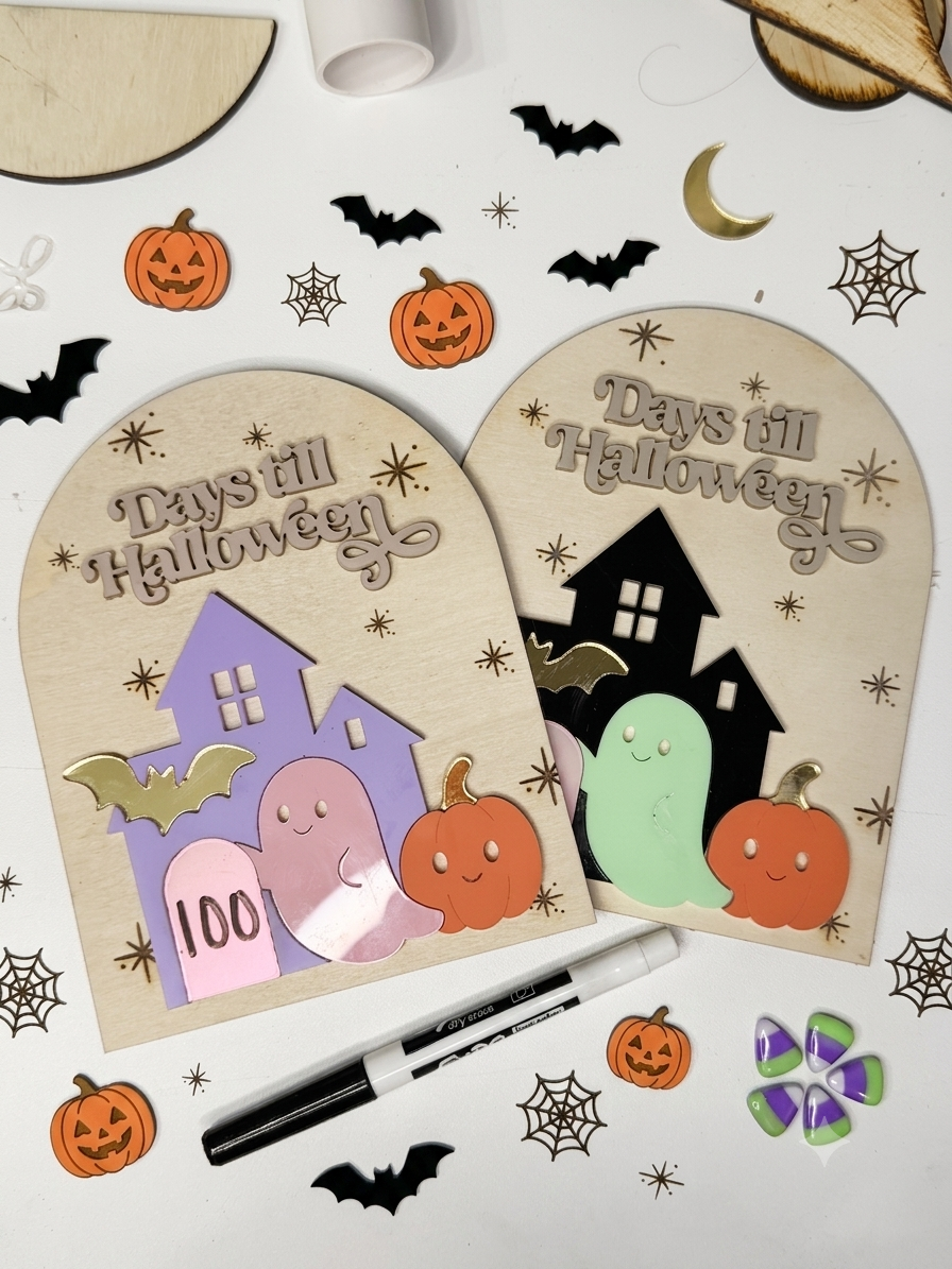 Halloween Countdown Sign | Wooden Spooky Advent Calendar | Pastel Halloween Decor Arch