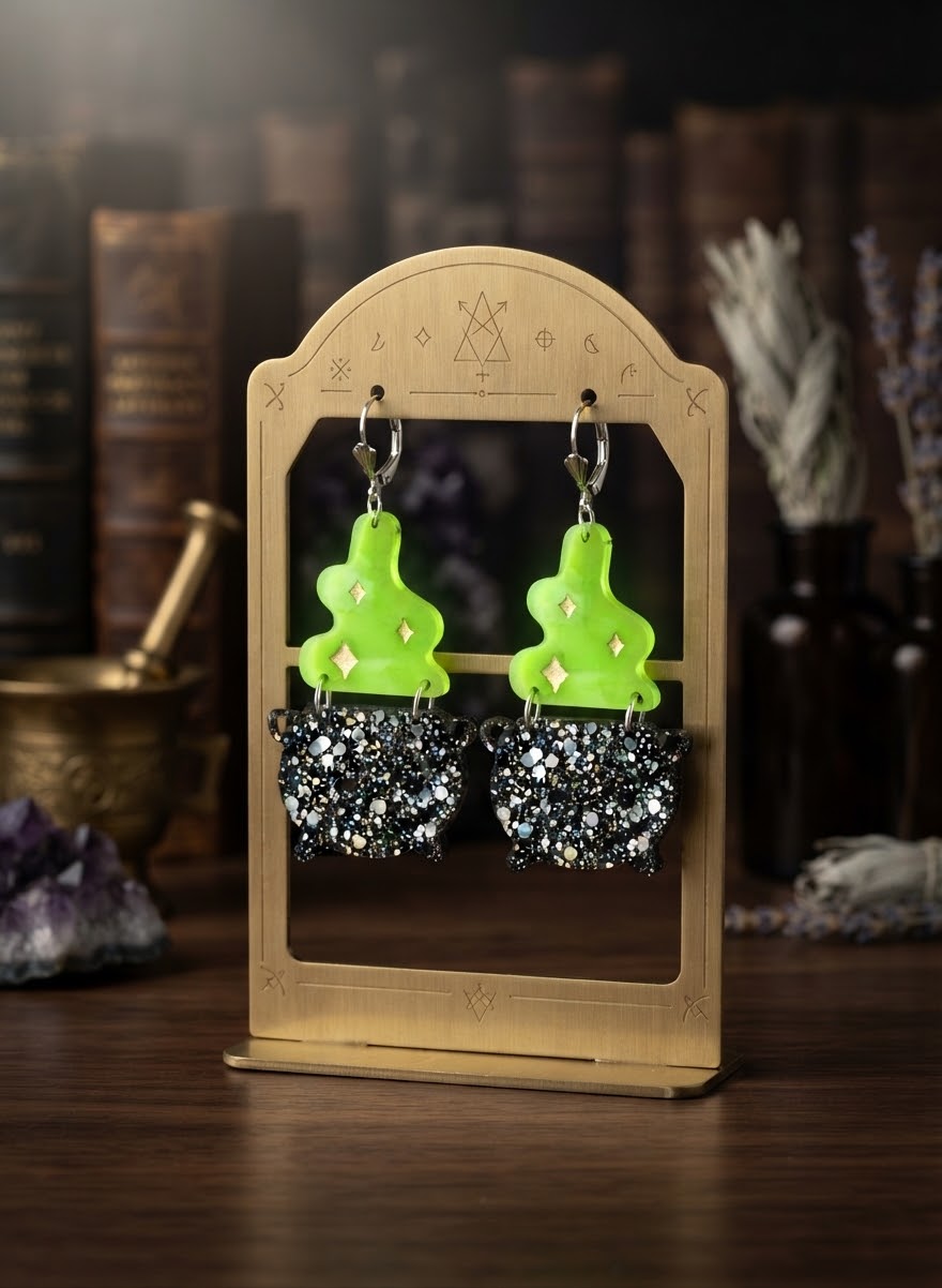 Handmade Witch's Cauldron Drop Earrings – Spooky Season & Witchy Style Statement Jewelry