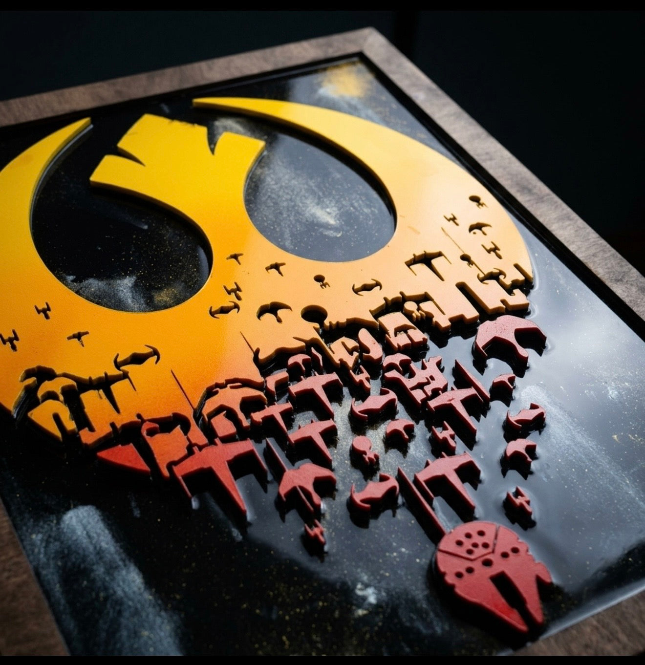 Star Wars Rebel Alliance 3D Wood Sign - Layered Galactic Republic Wall Art