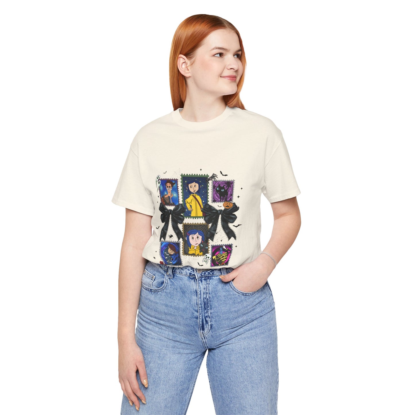 Coraline Inspired Witchy Portrait Collage Tee | Cute Gothic Halloween Illustration