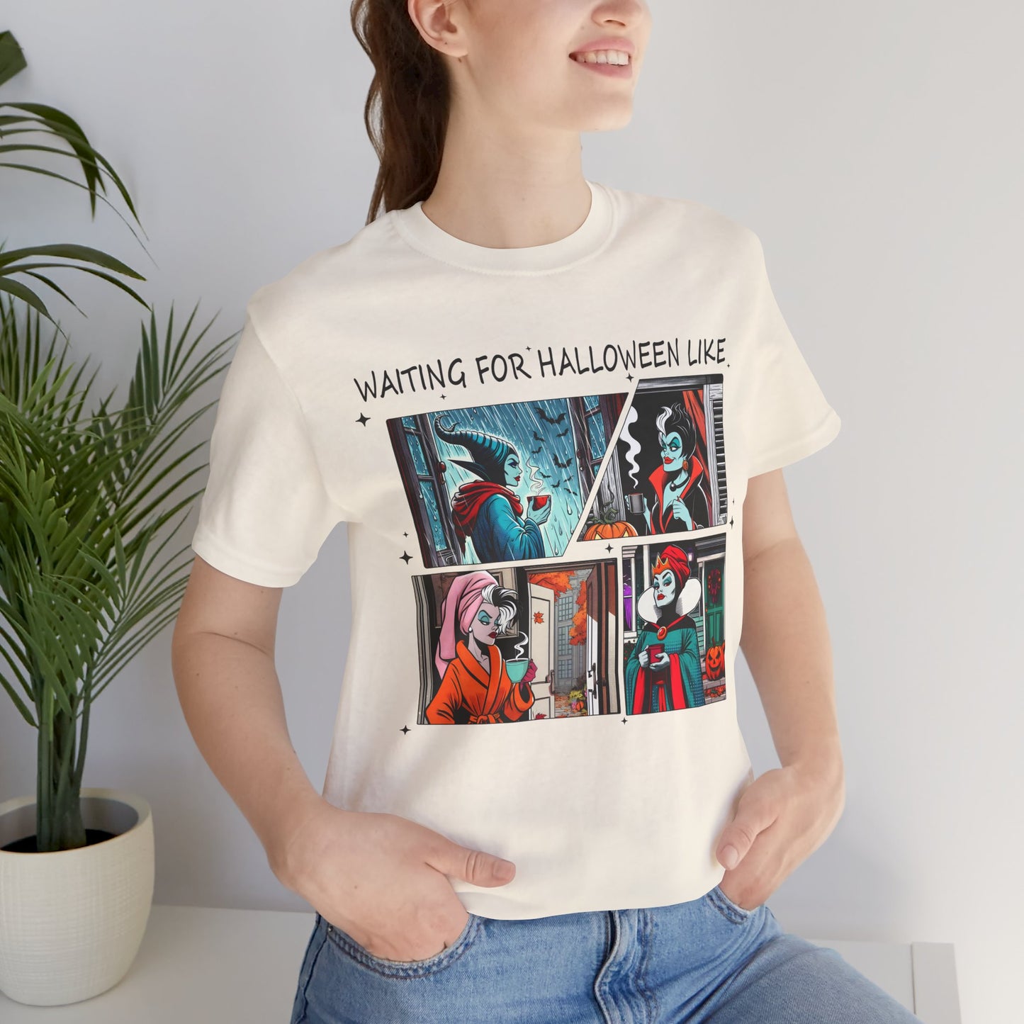 Waiting for Halloween Like tee | Retro Comic Panel Halloween Shirt Villains Fall Season