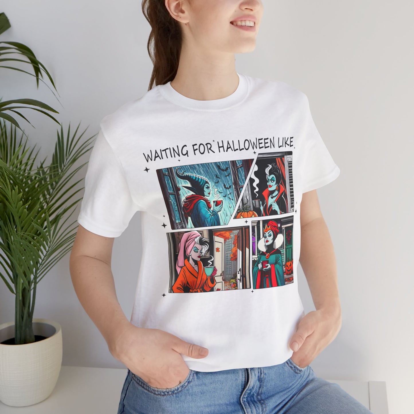 Waiting for Halloween Like tee | Retro Comic Panel Halloween Shirt Villains Fall Season