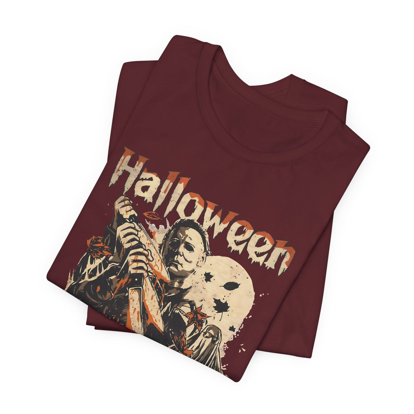 Halloween Horror Graphic Tee — Vintage Pumpkin & Masked Slasher T-Shirt