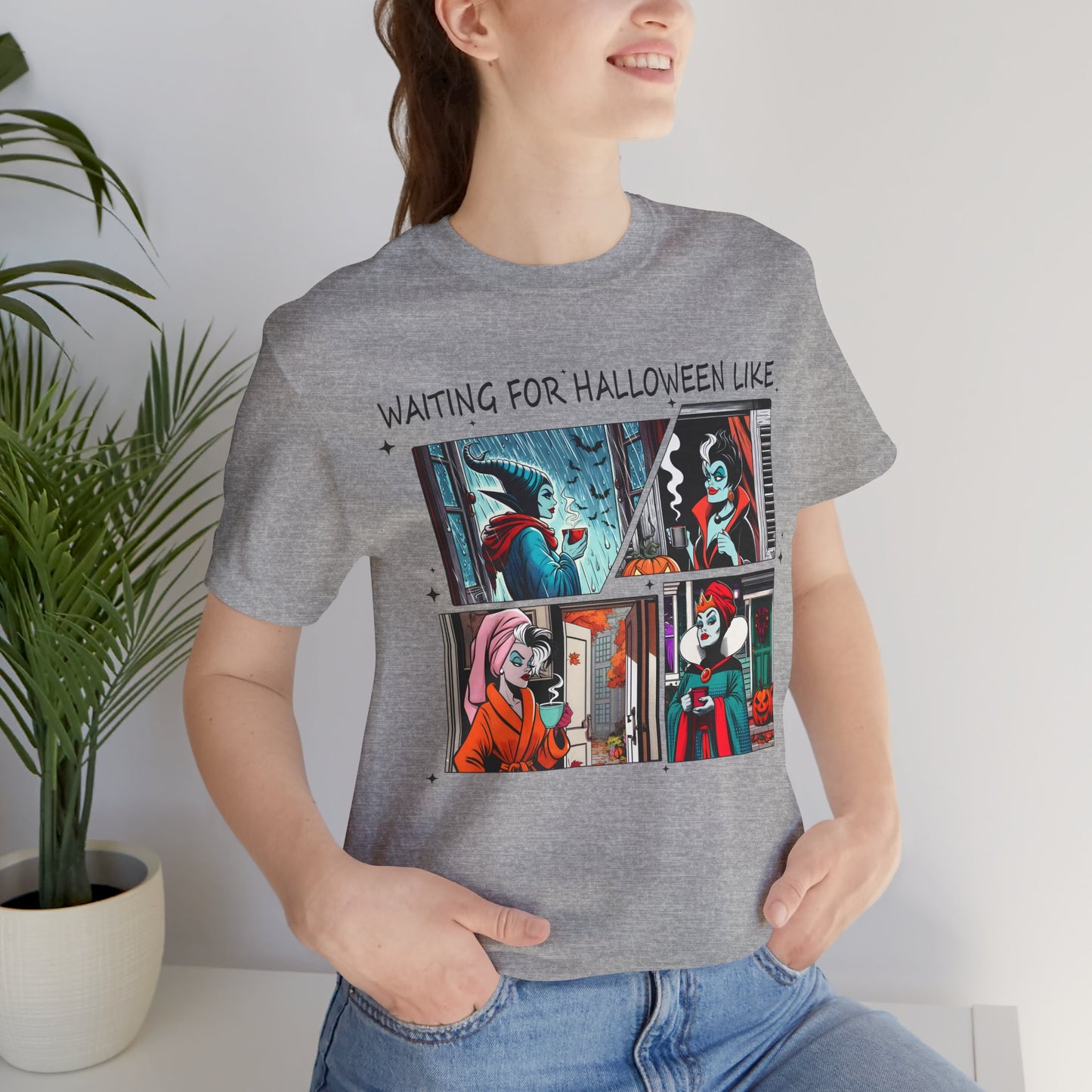 Waiting for Halloween Like tee | Retro Comic Panel Halloween Shirt Villains Fall Season