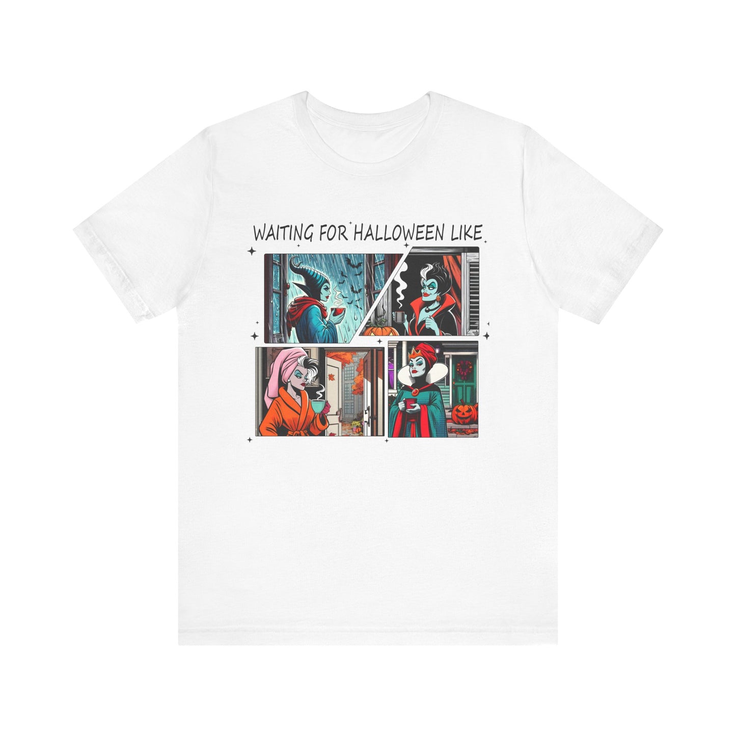 Waiting for Halloween Like tee | Retro Comic Panel Halloween Shirt Villains Fall Season
