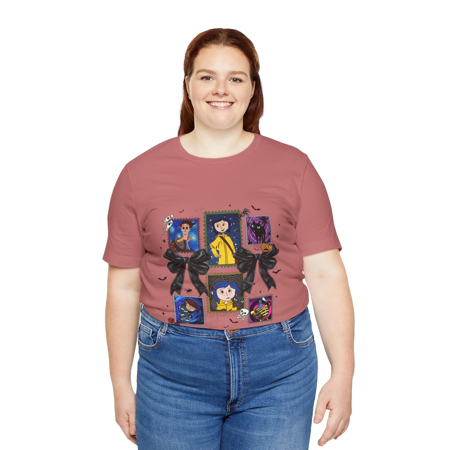 Coraline Inspired Witchy Portrait Collage Tee | Cute Gothic Halloween Illustration
