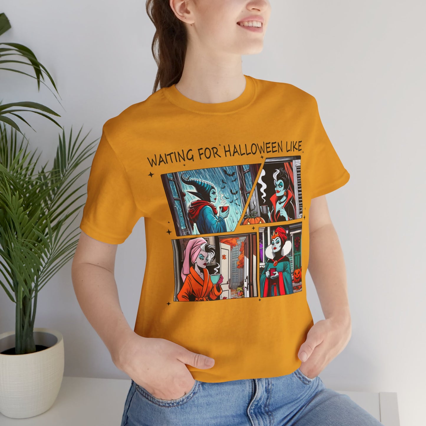 Waiting for Halloween Like tee | Retro Comic Panel Halloween Shirt Villains Fall Season