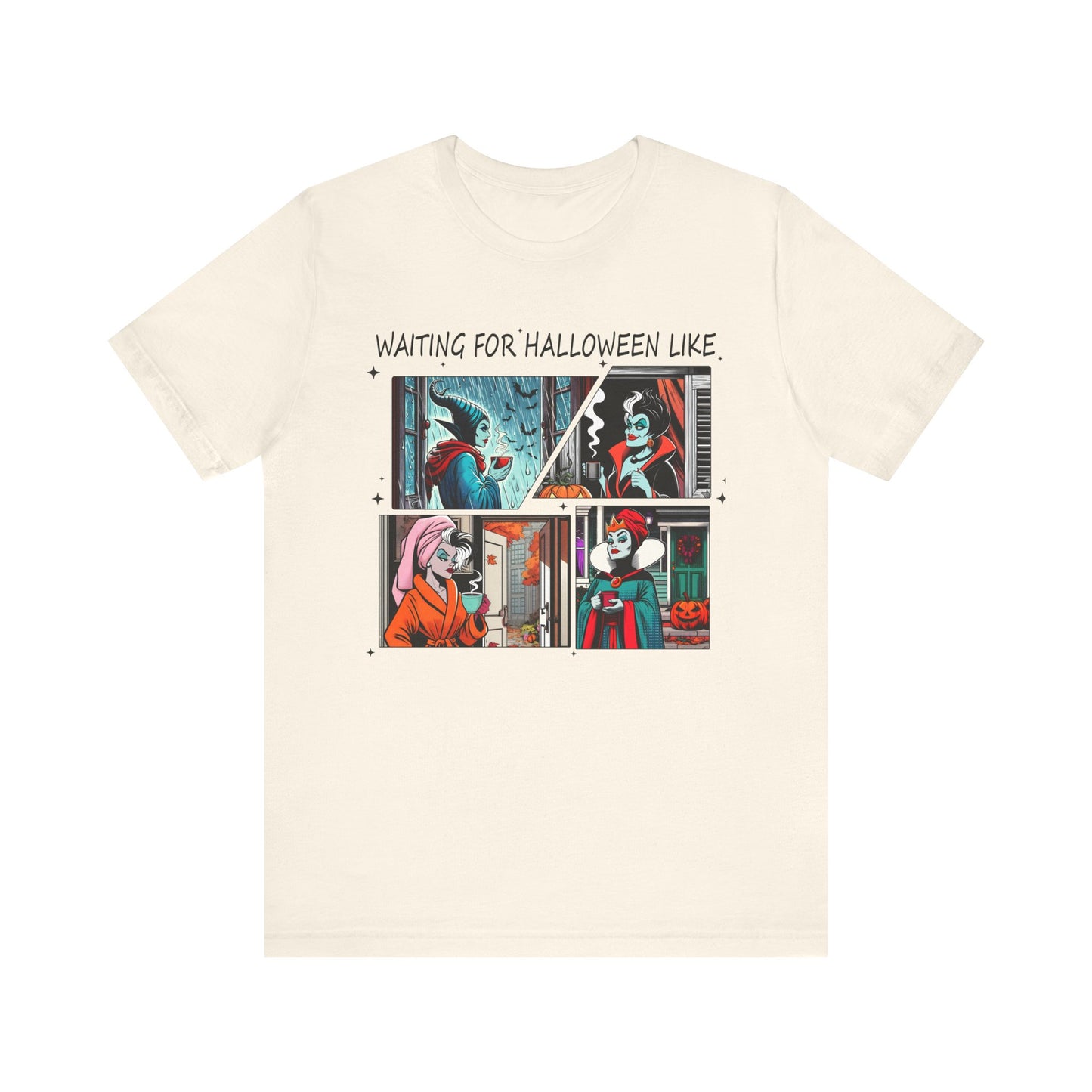 Waiting for Halloween Like tee | Retro Comic Panel Halloween Shirt Villains Fall Season