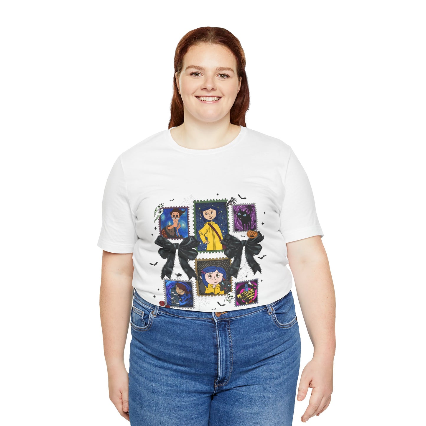 Coraline Inspired Witchy Portrait Collage Tee | Cute Gothic Halloween Illustration