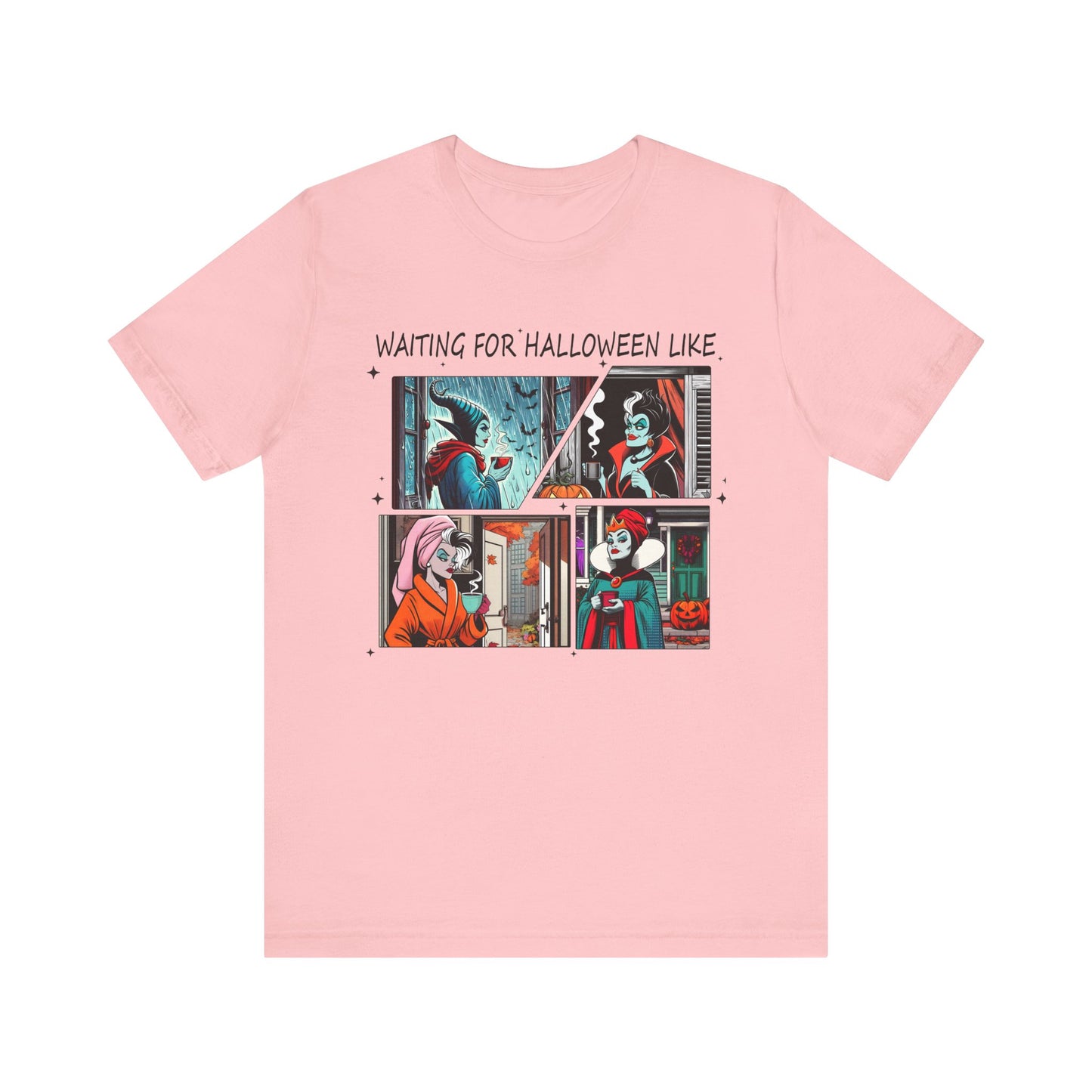 Waiting for Halloween Like tee | Retro Comic Panel Halloween Shirt Villains Fall Season