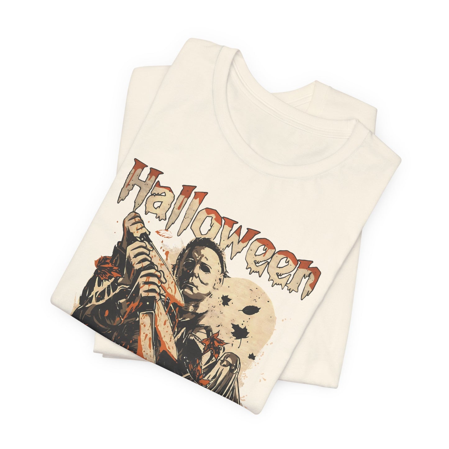 Halloween Horror Graphic Tee — Vintage Pumpkin & Masked Slasher T-Shirt