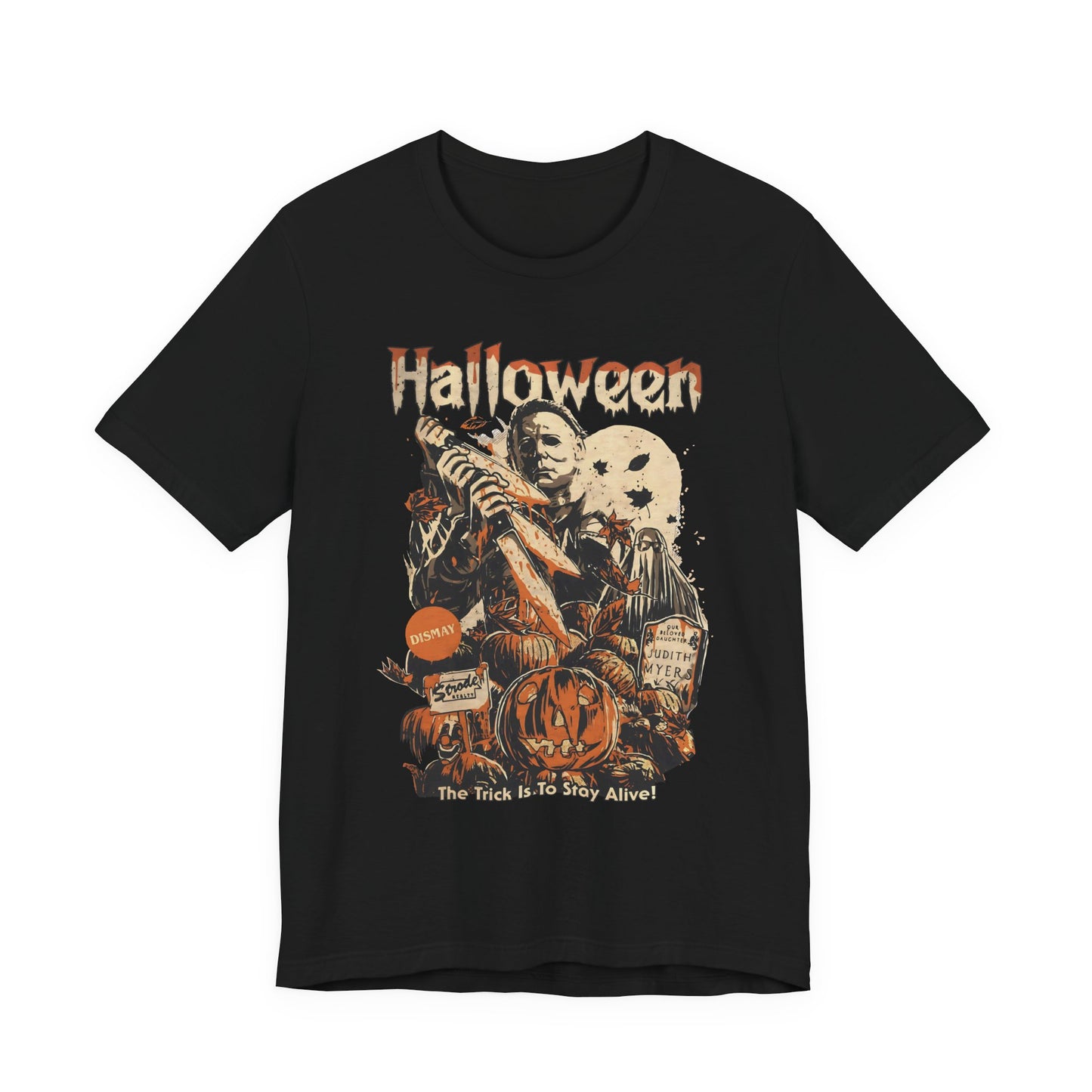 Halloween Horror Graphic Tee — Vintage Pumpkin & Masked Slasher T-Shirt
