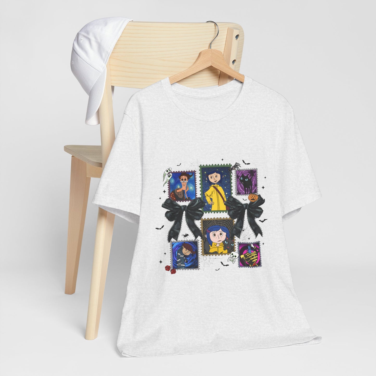 Coraline Inspired Witchy Portrait Collage Tee | Cute Gothic Halloween Illustration