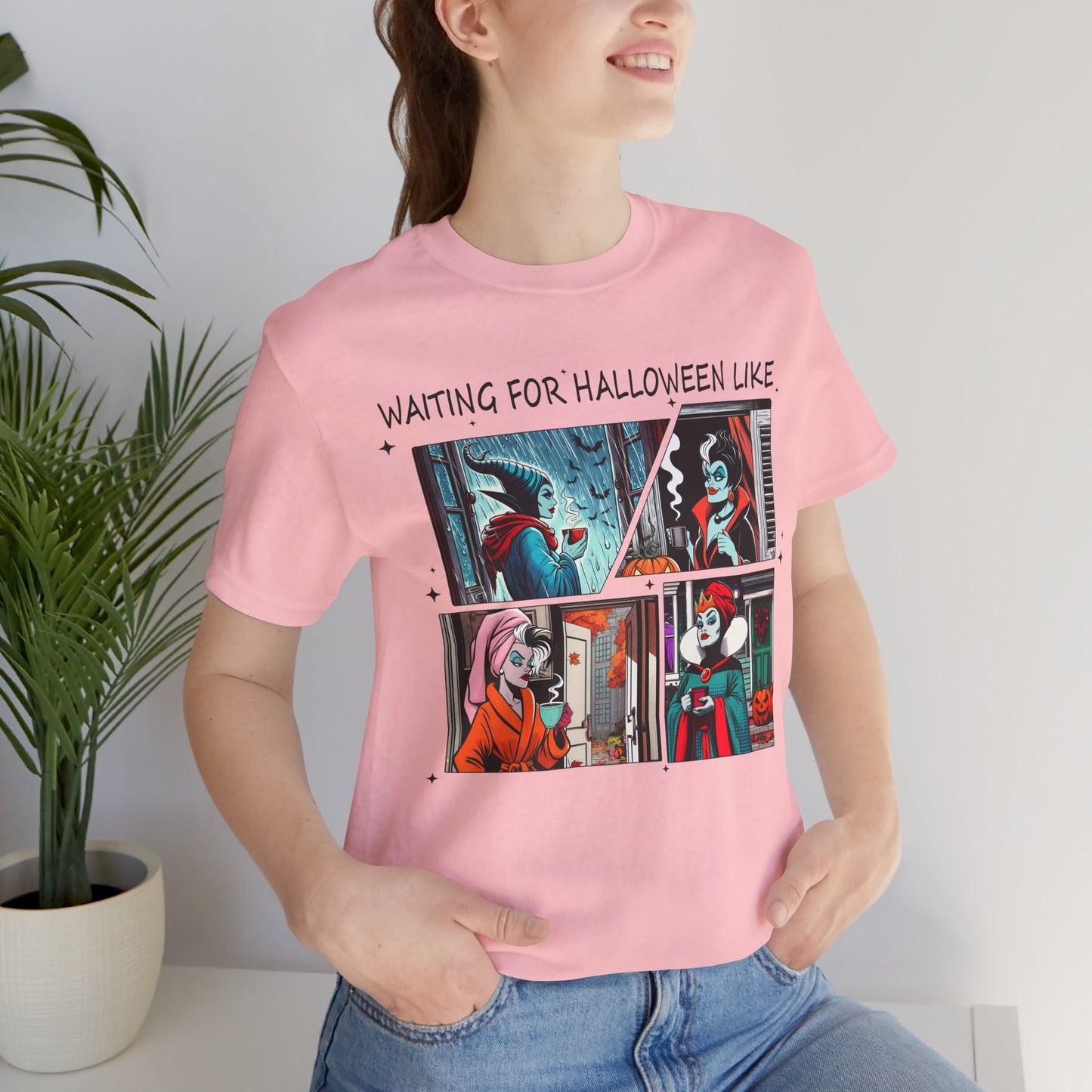 Waiting for Halloween Like tee | Retro Comic Panel Halloween Shirt Villains Fall Season