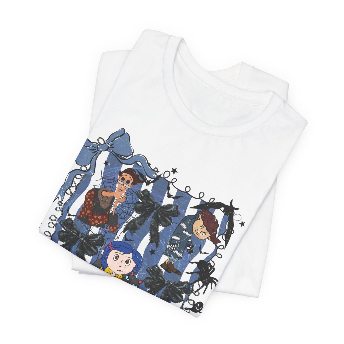 Blue Ribbon  Coraline Inspired Witchlings witch tee | Cute witch characters, bats, stars