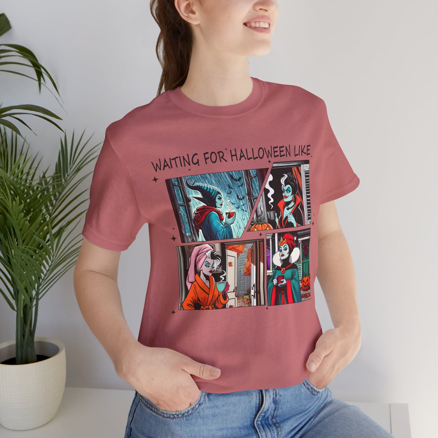 Waiting for Halloween Like tee | Retro Comic Panel Halloween Shirt Villains Fall Season