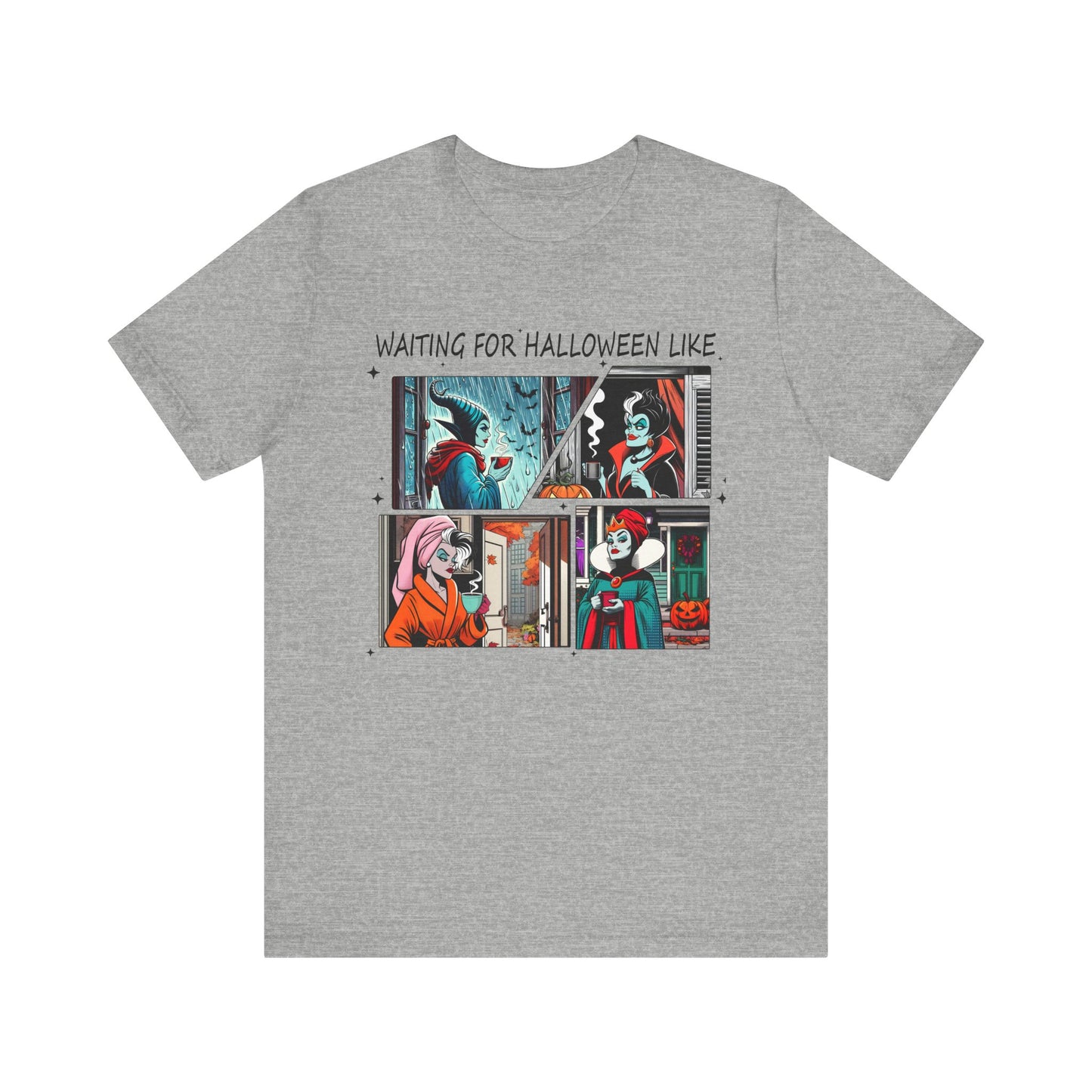 Waiting for Halloween Like tee | Retro Comic Panel Halloween Shirt Villains Fall Season