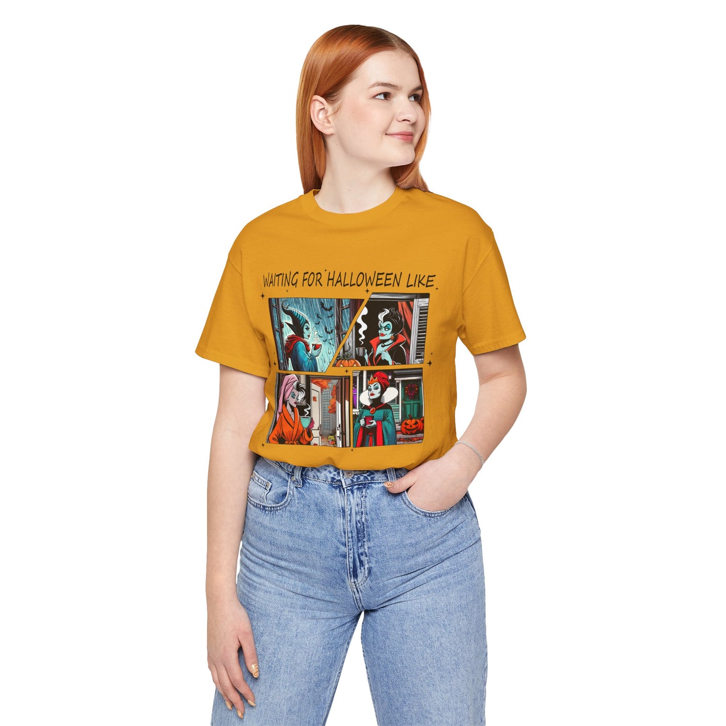 Waiting for Halloween Like tee | Retro Comic Panel Halloween Shirt Villains Fall Season