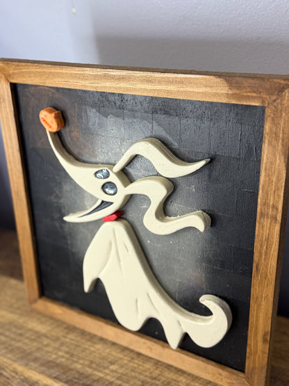 Ghost Pup Halloween Wall Art – Handcrafted Spooky Decor