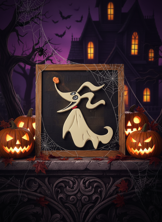 Ghost Pup Halloween Wall Art – Handcrafted Spooky Decor