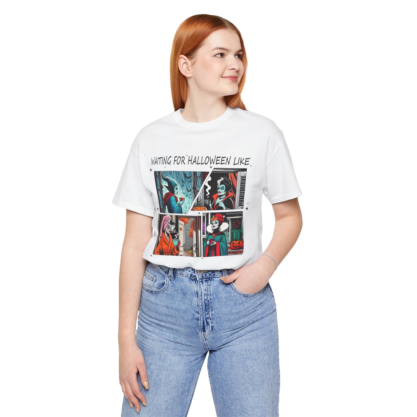 Waiting for Halloween Like tee | Retro Comic Panel Halloween Shirt Villains Fall Season