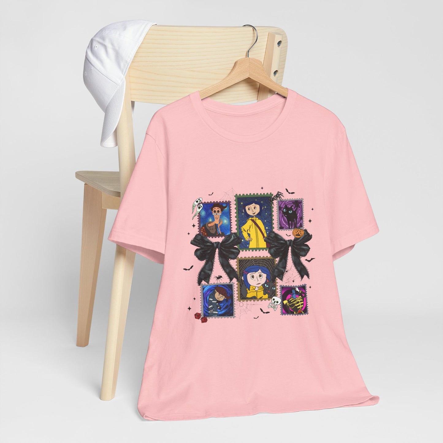 Coraline Inspired Witchy Portrait Collage Tee | Cute Gothic Halloween Illustration