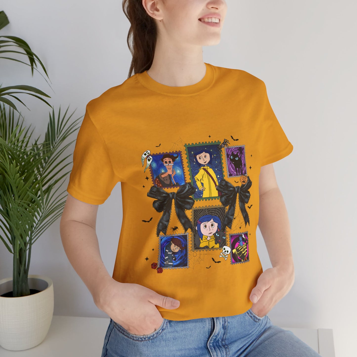 Coraline Inspired Witchy Portrait Collage Tee | Cute Gothic Halloween Illustration