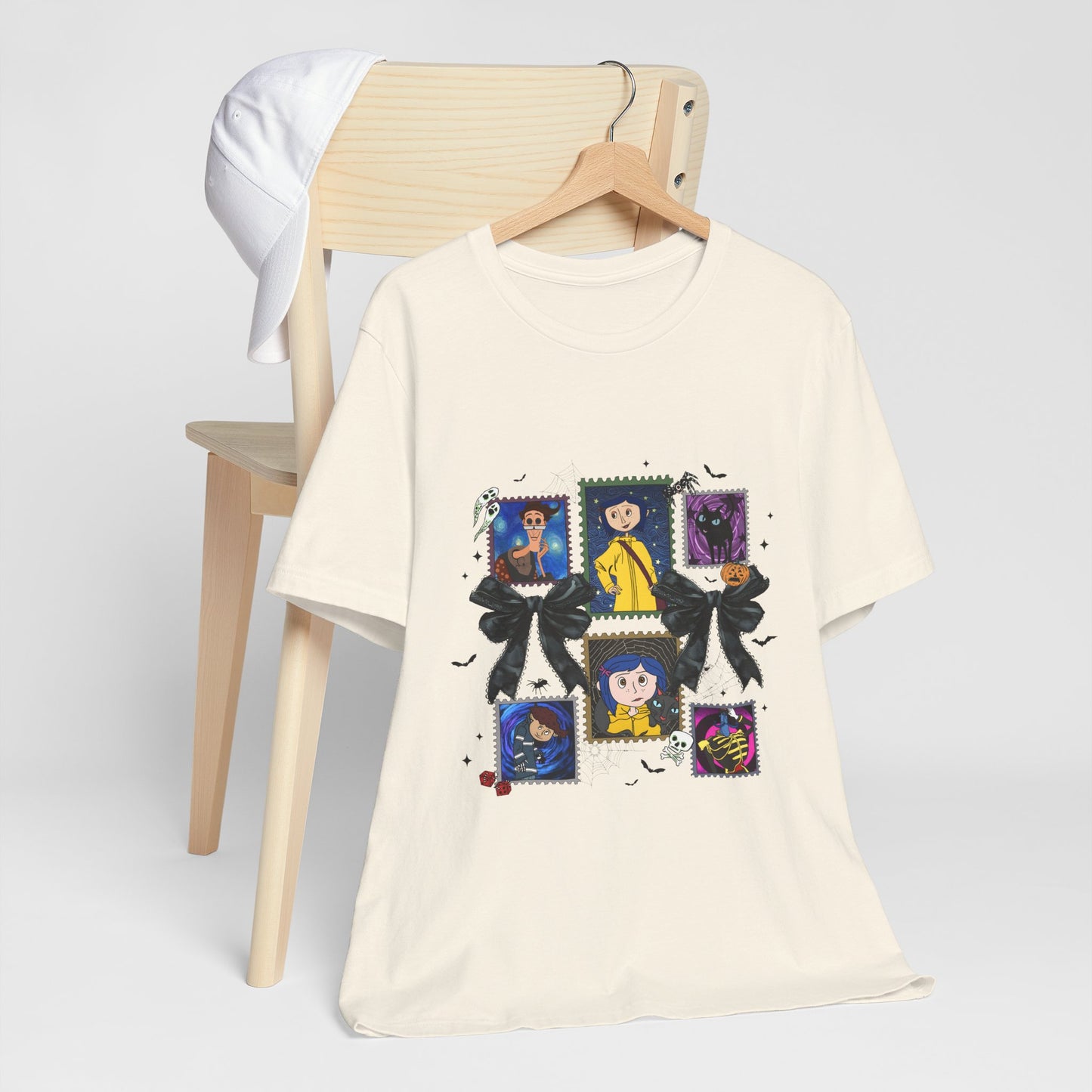Coraline Inspired Witchy Portrait Collage Tee | Cute Gothic Halloween Illustration