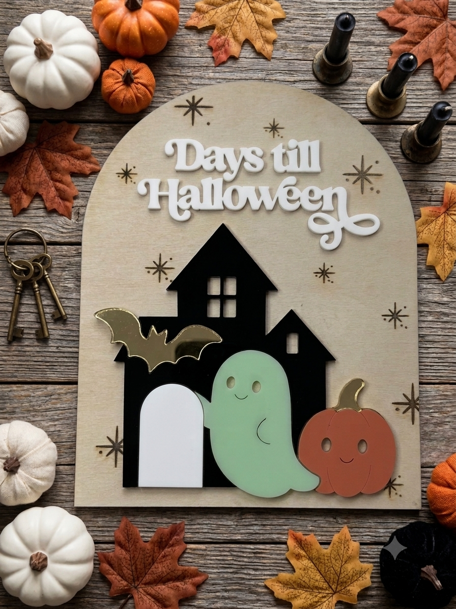 Halloween Countdown Sign | Wooden Spooky Advent Calendar | Pastel Halloween Decor Arch