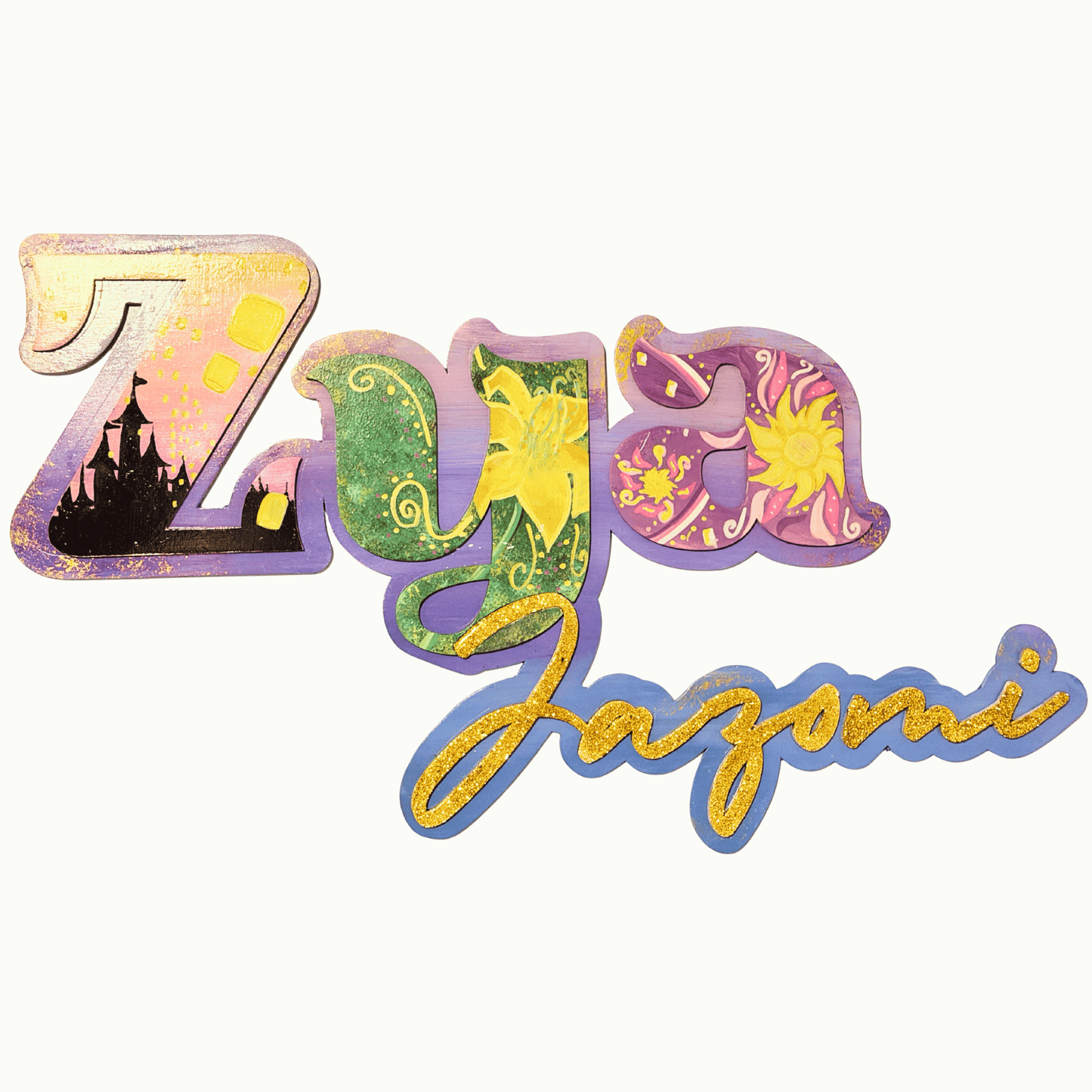 Custom Tangled Nursery Name Sign - 3D Rapunzel Floating Lantern Decor