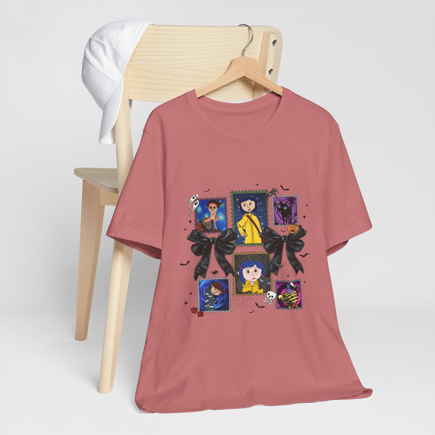 Coraline Inspired Witchy Portrait Collage Tee | Cute Gothic Halloween Illustration