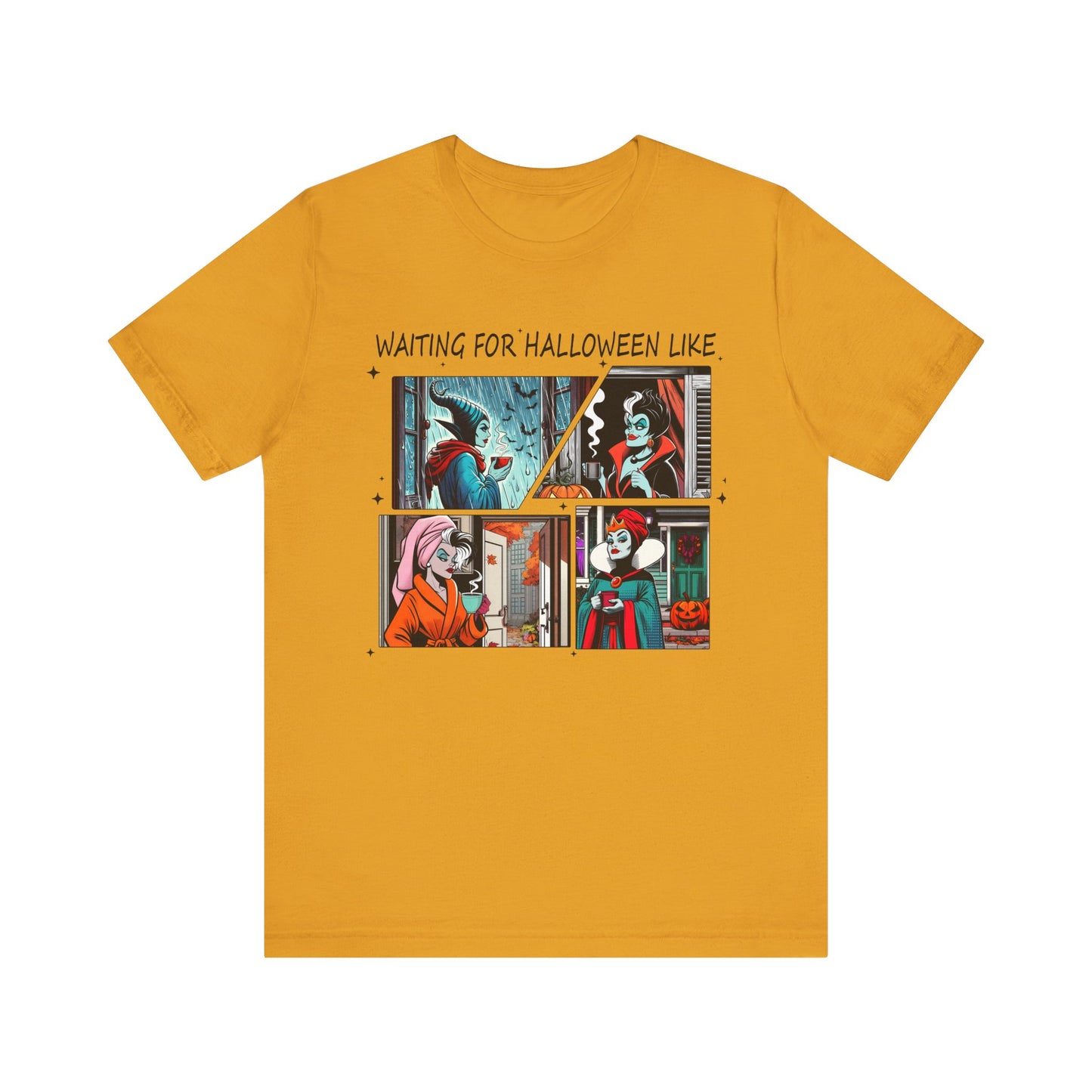 Waiting for Halloween Like tee | Retro Comic Panel Halloween Shirt Villains Fall Season