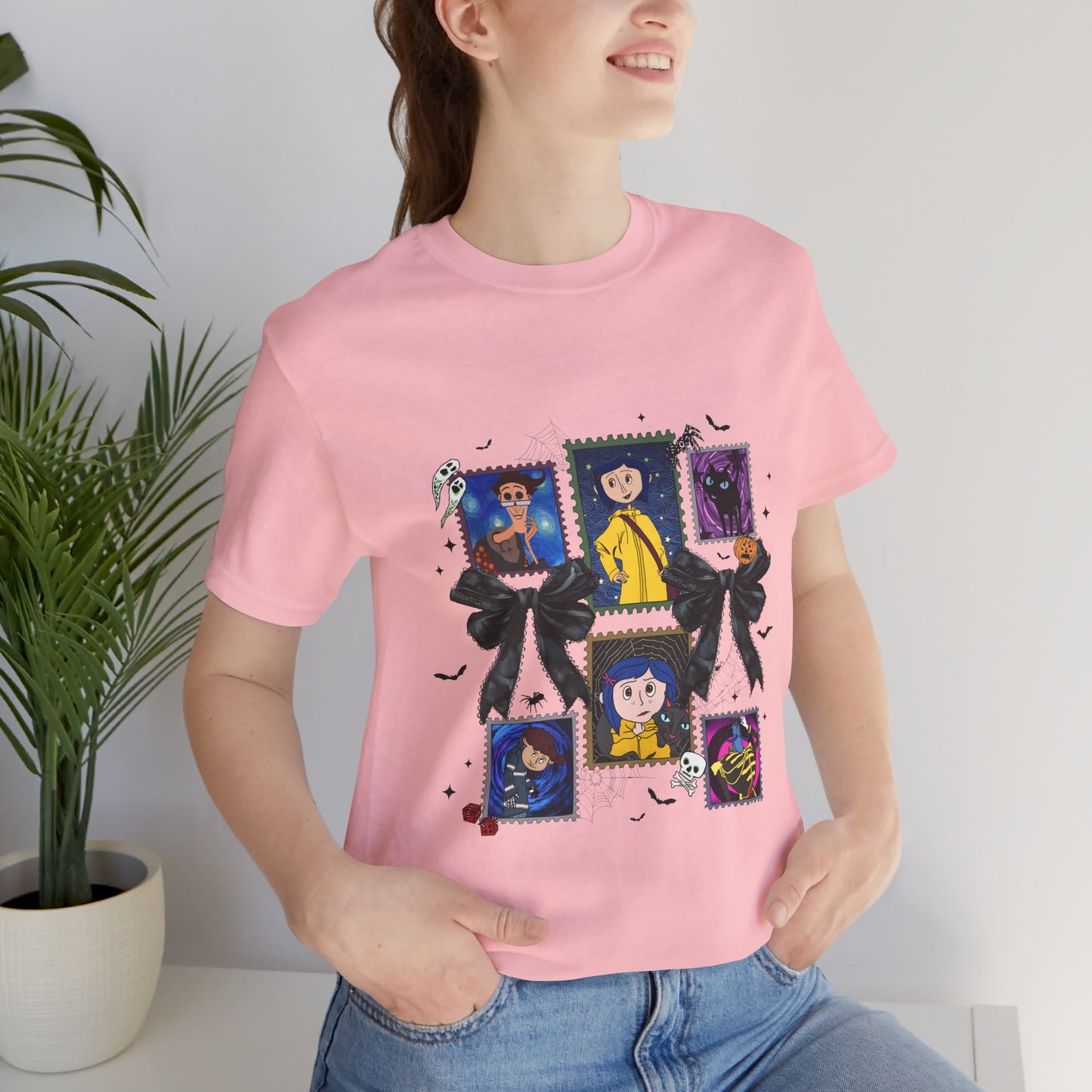 Coraline Inspired Witchy Portrait Collage Tee | Cute Gothic Halloween Illustration