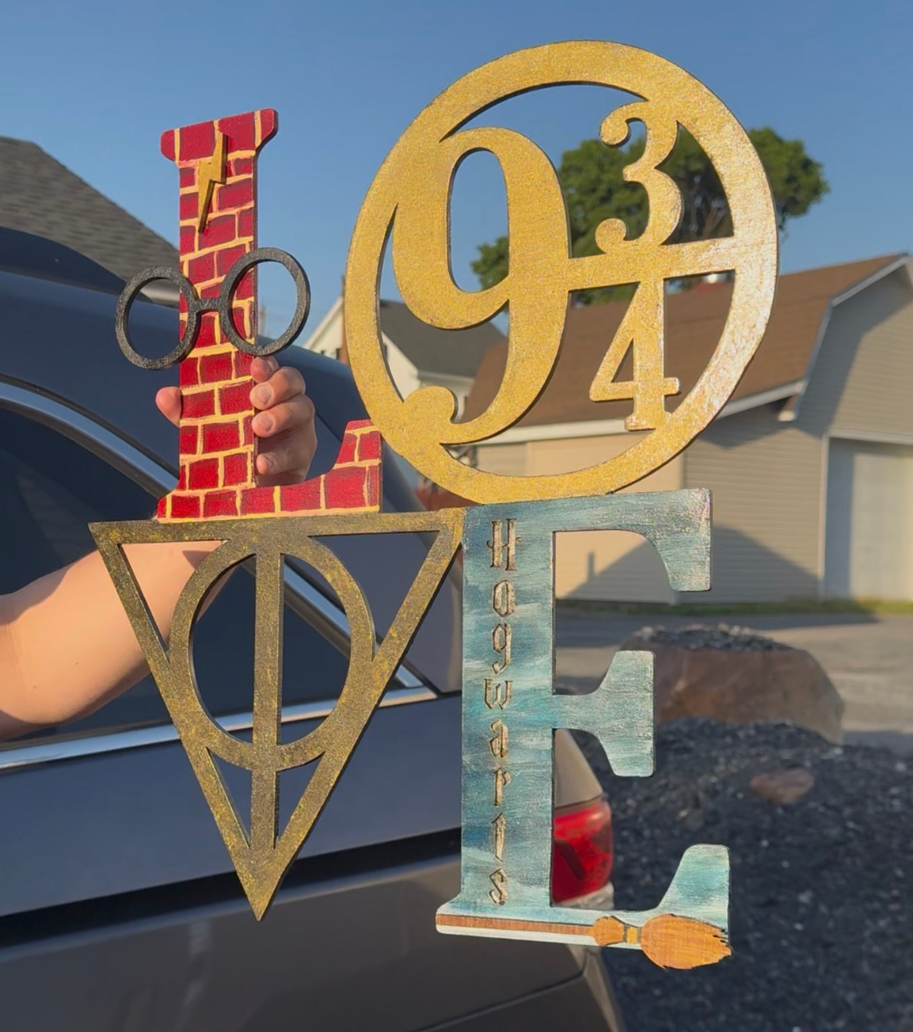 Harry Potter Inspired 3D LOVE Sign - Hogwarts Wooden Wall Art Decor