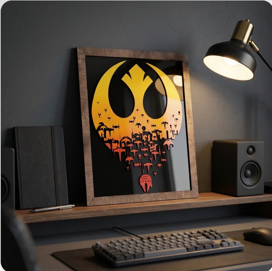 Star Wars Rebel Alliance 3D Wood Sign - Layered Galactic Republic Wall Art