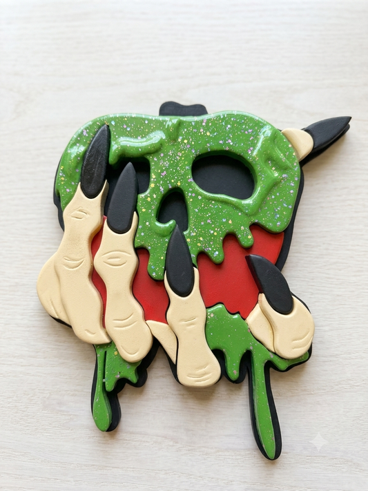 3D Layered Wood Poison Apple Wall Art – Gothic Spooky Home Decor