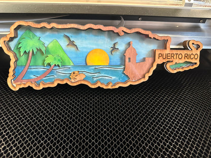Mapa 3D de Puerto Rico en Madera y Acrylico pintado a mano

3D Puerto Rico island map in wood and acrylic hand painted.