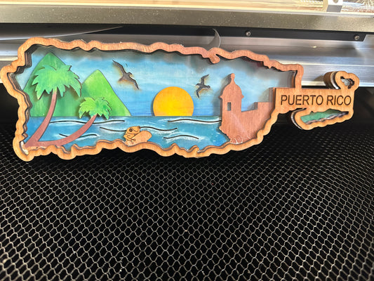 Mapa 3D de Puerto Rico en Madera y Acrylico pintado a mano

3D Puerto Rico island map in wood and acrylic hand painted.