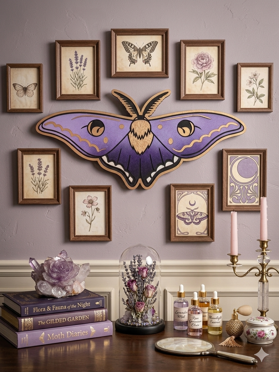 3D Layered Wood Luna Moth Wall Art – Large Celestial Insect Sign, Whimsical Boho Nursery & Bedroom Decor